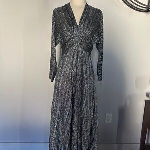 Vintage 70s Incredible Silver Metallic Maxi Dress